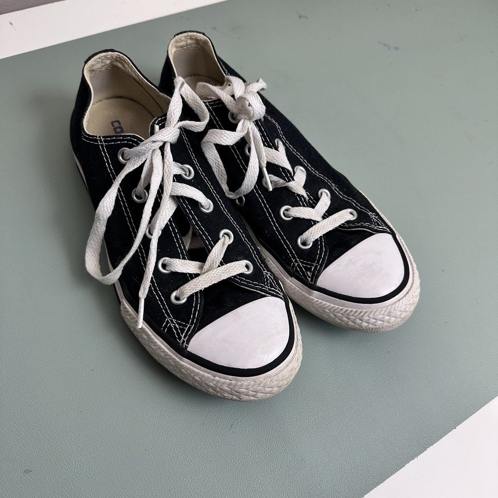 Converse All Star Sneakers Black Low Top Lace Athletic Shoes Youth  Sz 3 - Picture 5 of 7